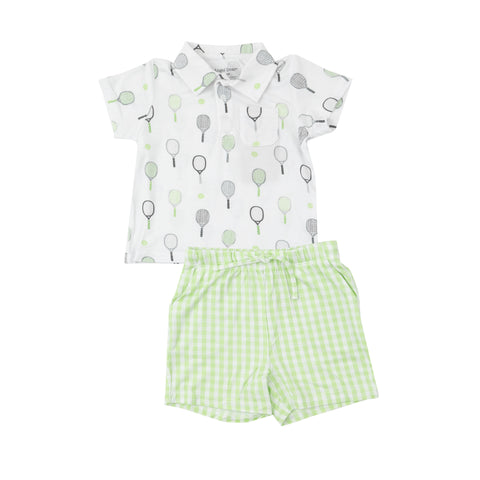 Angel Dear Polo Shirt & Short Set - Mini Green Gingham - Let Them Be Little, A Baby & Children's Clothing Boutique