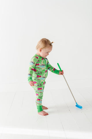 Kiki + Lulu Zip Romper w/ Convertible Foot - A Bedtime Unlike Any Other (Golf) - Let Them Be Little, A Baby & Children's Clothing Boutique