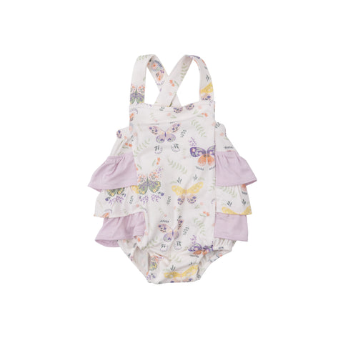 Angel Dear Bamboo Ruffle Sunsuit - Botany Butterflies - Let Them Be Little, A Baby & Children's Clothing Boutique