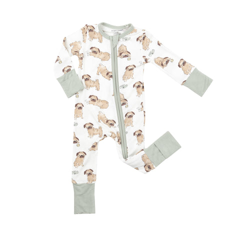 Angel Dear 2 Way Zipper Romper - Pugs - Let Them Be Little, A Baby & Children's Clothing Boutique
