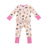 Angel Dear 2 Way Zipper Romper - Puppy Alphabet Pink - Let Them Be Little, A Baby & Children's Clothing Boutique