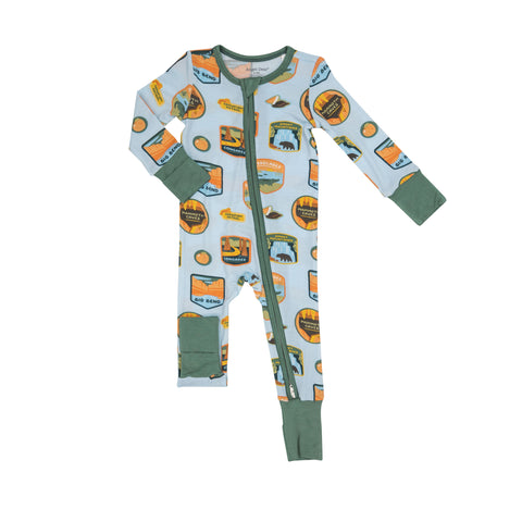 Angel Dear 2 Way Zip Romper - National Parks Patches Southeast - Let Them Be Little, A Baby & Children's Clothing Boutique