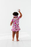 Kiki + Lulu Short Sleeve Twirl Bodysuit Dress - Baseball (Pink) - Let Them Be Little, A Baby & Children's Clothing Boutique