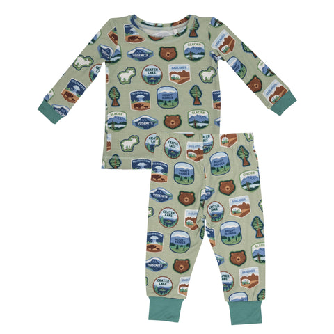 Angel Dear Long Sleeve Loungewear Set - National Park Patches West - Let Them Be Little, A Baby & Children's Clothing Boutique