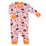 Magnolia Baby Bamboo Blend Zipped PJ Romper - Boo to You! Pink - Let Them Be Little, A Baby & Children's Clothing Boutique