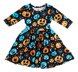 Birdie Bean 3/4 Sleeve Birdie Dress w/ Pockets - Dex (Glow in the Dark) - Let Them Be Little, A Baby & Children's Clothing Boutique