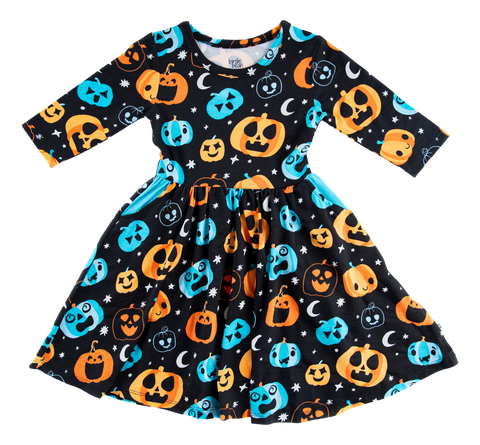 Birdie Bean 3/4 Sleeve Birdie Dress w/ Pockets - Dex (Glow in the Dark) - Let Them Be Little, A Baby & Children's Clothing Boutique