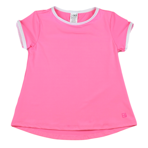 Set Athleisure Bridget Basic Tee - Flamingo Pink / Pure Coconut - Let Them Be Little, A Baby & Children's Clothing Boutique