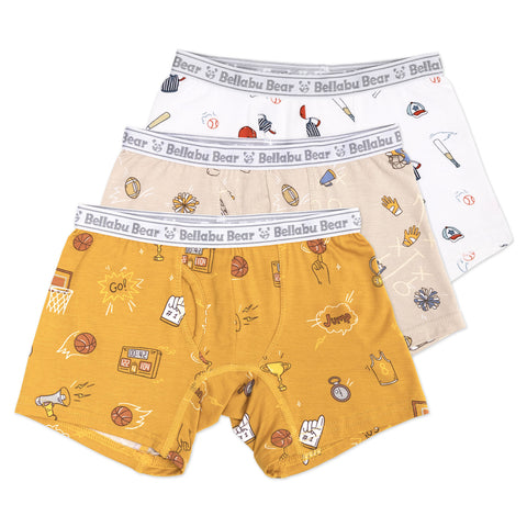 Bellabu Bear Boy's Boxer Brief 3 Pack - Sports Collection (Football, Baseball, Basketball) - Let Them Be Little, A Baby & Children's Clothing Boutique