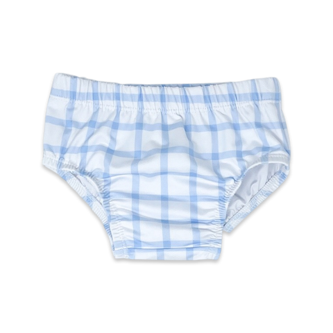Lullaby Set Swim Diaper Cover - Whales Blue Windowpane PRESALE - Let Them Be Little, A Baby & Children's Clothing Boutique