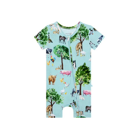 Posh Peanut Short Sleeve Zippered Shortie Romper - Brayden - Let Them Be Little, A Baby & Children's Clothing Boutique