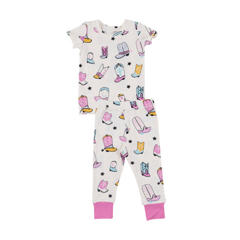 Angel Dear Short Sleeve Loungewear Set - Boots Pink - Let Them Be Little, A Baby & Children's Clothing Boutique