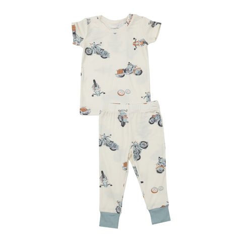 Angel Dear Short Sleeve Loungewear Set - Vintage Motorcycles - Let Them Be Little, A Baby & Children's Clothing Boutique