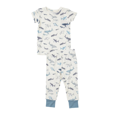 Angel Dear Short Sleeve Loungewear Set - Sharks - Let Them Be Little, A Baby & Children's Clothing Boutique
