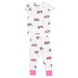 Angel Dear Short Sleeve Loungewear Set - Pink Tractors - Let Them Be Little, A Baby & Children's Clothing Boutique