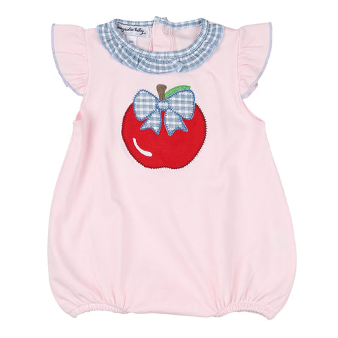 Magnolia Baby Flutter Sleeve Applique Ruffle Bubble - Red Delicious