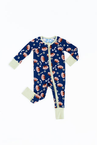Kiki + Lulu Zip Romper w/ Convertible Foot - Football - Let Them Be Little, A Baby & Children's Clothing Boutique