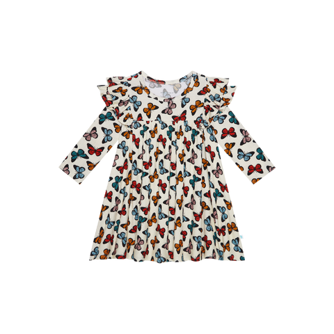 Posh Peanut 3/4 Sleeve Flutter Dress - Larisa (Ribbed) - Let Them Be Little, A Baby & Children's Clothing Boutique