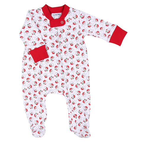 Magnolia Baby Printed Zipper Footie - Winking Santa - Let Them Be Little, A Baby & Children's Clothing Boutique