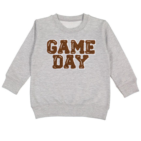 Sweet Wink Long Sleeve Patch Sweatshirt - Game Day (Gray) - Let Them Be Little, A Baby & Children's Clothing Boutique