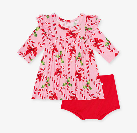 Posh Peanut 3/4 Sleeve Flutter Dress Bummie Set - Helen - Let Them Be Little, A Baby & Children's Clothing Boutique