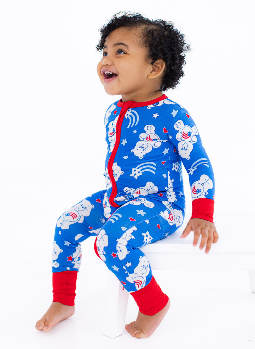 Birdie Bean Zip Romper w/ Convertible Foot Care Bears™ America Cares Let Them Be Little, A