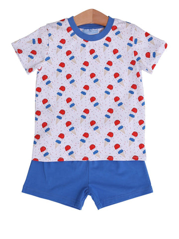 Trotter Street Kids Shorts Set - Patriotic Ice Cream - Let Them Be Little, A Baby & Children's Clothing Boutique
