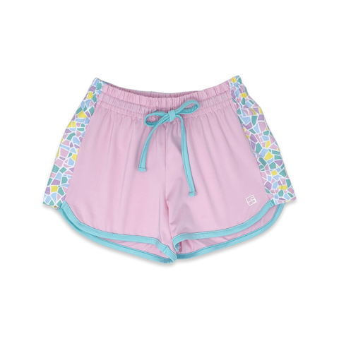 Set Athleisure Annie Shorts - Mosaic / Cotton Candy Pink - Let Them Be Little, A Baby & Children's Clothing Boutique