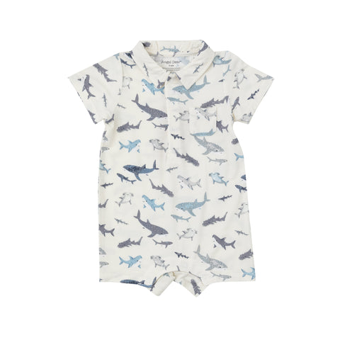 Angel Dear Polo Shortie - Sharks - Let Them Be Little, A Baby & Children's Clothing Boutique