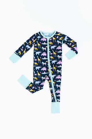 Kiki + Lulu Zip Romper w/ Convertible Foot - Party Animals - Let Them Be Little, A Baby & Children's Clothing Boutique