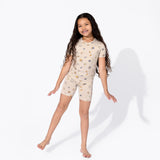 Bellabu Bear 2 piece Short Sleeve w/ Shorts PJ Set - Football - Let Them Be Little, A Baby & Children's Clothing Boutique