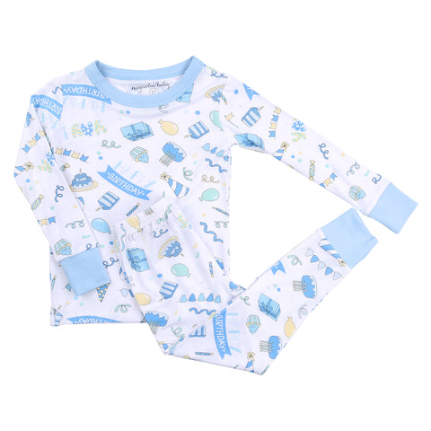 Magnolia Baby Long Sleeve Bamboo Blend PJ Set - My Birthday Blue - Let Them Be Little, A Baby & Children's Clothing Boutique