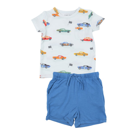 Angel Dear Crew Neck Tee & Short Set - Muscle Cars - Let Them Be Little, A Baby & Children's Clothing Boutique