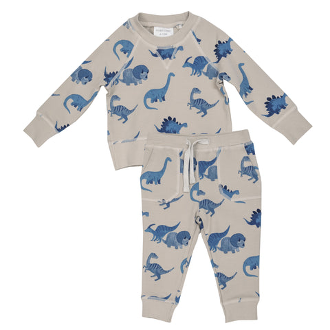 Angel Dear French Terry Raglan Sweatshirt And Jogger Set - Dino - Let Them Be Little, A Baby & Children's Clothing Boutique