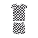 Angel Dear Short Sleeve Short Loungewear Set - Checkerboard Pink - Let Them Be Little, A Baby & Children's Clothing Boutique