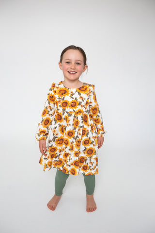 Angel Dear Long Sleeve Ruffle Tiered Dress & Legging Set - Fall Sunflower - Let Them Be Little, A Baby & Children's Clothing Boutique