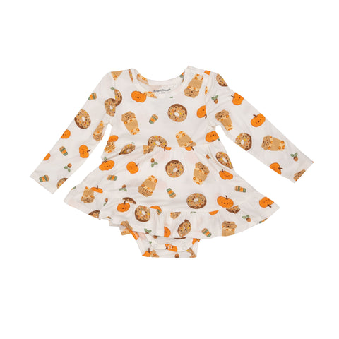 Angel Dear Long Sleeve Twirly Bodysuit Dress - Pumpkin Spice Latte - Let Them Be Little, A Baby & Children's Clothing Boutique