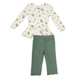 Angel Dear Long Sleeve Peplum Top & Flare Pant - Mocha Rose Ditsy - Let Them Be Little, A Baby & Children's Clothing Boutique