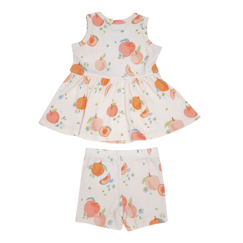 Angel Dear Peplum Tank Top & Biker Short Set - Spring Peaches - Let Them Be Little, A Baby & Children's Clothing Boutique