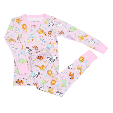 Magnolia Baby Long Sleeve PJ Set - Cake, Presents, Party! Pink - Let Them Be Little, A Baby & Children's Clothing Boutique