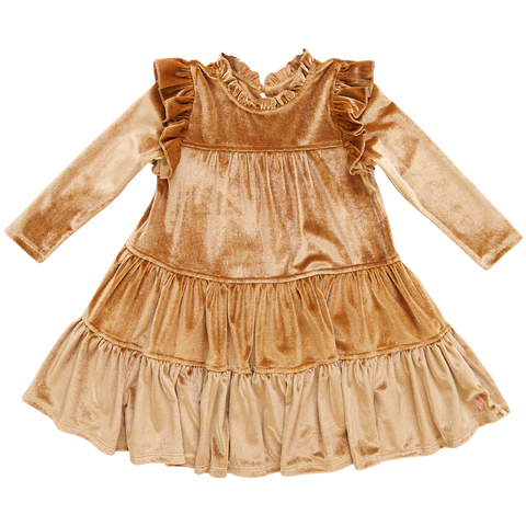 Pink Chicken Kalan Dress - Gold Velour - Let Them Be Little, A Baby & Children's Clothing Boutique