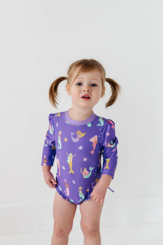 Kiki + Lulu Long Sleeve Ruffled Rash Guard Swimsuit - Mermaid in the USA - Let Them Be Little, A Baby & Children's Clothing Boutique