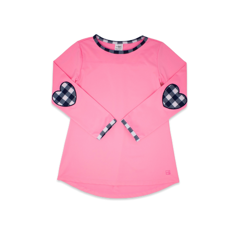 Set Athleisure Lindsay Long Sleeve Tee - Flamingo Pink / Nantucket Navy Buffalo Check - Let Them Be Little, A Baby & Children's Clothing Boutique