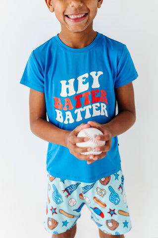 KiKi + Lulu Short Sleeve Graphic Tee and Shorts Set - Baseball (Blue) - Let Them Be Little, A Baby & Children's Clothing Boutique
