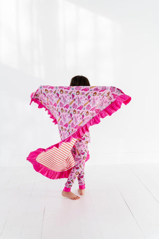 Kiki + Lulu Double Layered Ruffled Blanket - Baseball (Pink) - Let Them Be Little, A Baby & Children's Clothing Boutique