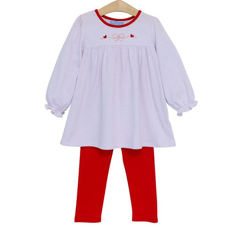 Trotter Street Kids Long Sleeve Embroidery Pants Set - Bows - Let Them Be Little, A Baby & Children's Clothing Boutique