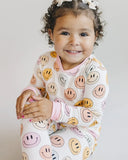 Lucky Panda Kids Long Sleeve Two Piece Set - Pink Smiley - Let Them Be Little, A Baby & Children's Clothing Boutique