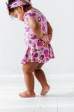Kiki + Lulu Short Sleeve Twirl Bodysuit Dress - Baseball (Pink) - Let Them Be Little, A Baby & Children's Clothing Boutique