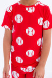 Birdie Bean Short Sleeve w/ Shorts 2 Piece PJ Set - Baseball Red - Let Them Be Little, A Baby & Children's Clothing Boutique