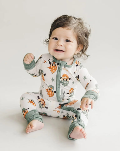 Lucky Panda Kids Zip Romper - Smiley Cowboy - Let Them Be Little, A Baby & Children's Clothing Boutique
